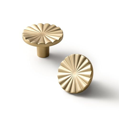 Goo-Ki 1.5''(38mm) Dia Champagne Bronze Cabinet Knob,Big Zinc Alloy Drawer Knobs with Round Flower Design,Modern Style 6 Pack | Amazon (US)