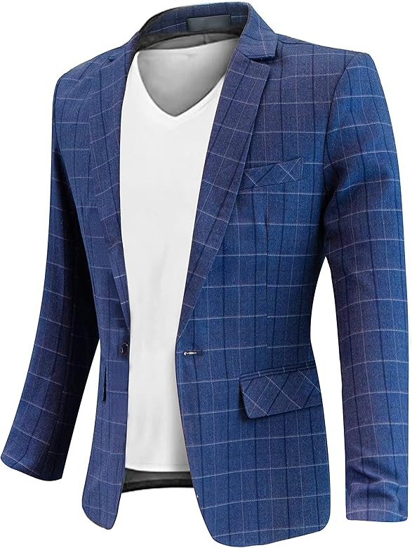 NOVELOVE Elegant Mens Blazer for Work, Lightweight Vintage Coats Jackets, Plaid Casual Suit, Slim... | Amazon (US)