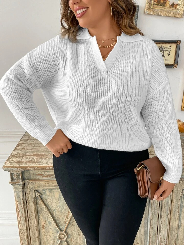 SHEIN Frenchy Casual Elegant Eenkleurig Grote maat: trui | SHEIN