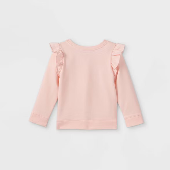 Toddler Girls' Heart Ruffle Pullover Sweatshirt - Cat & Jack™ Pink | Target