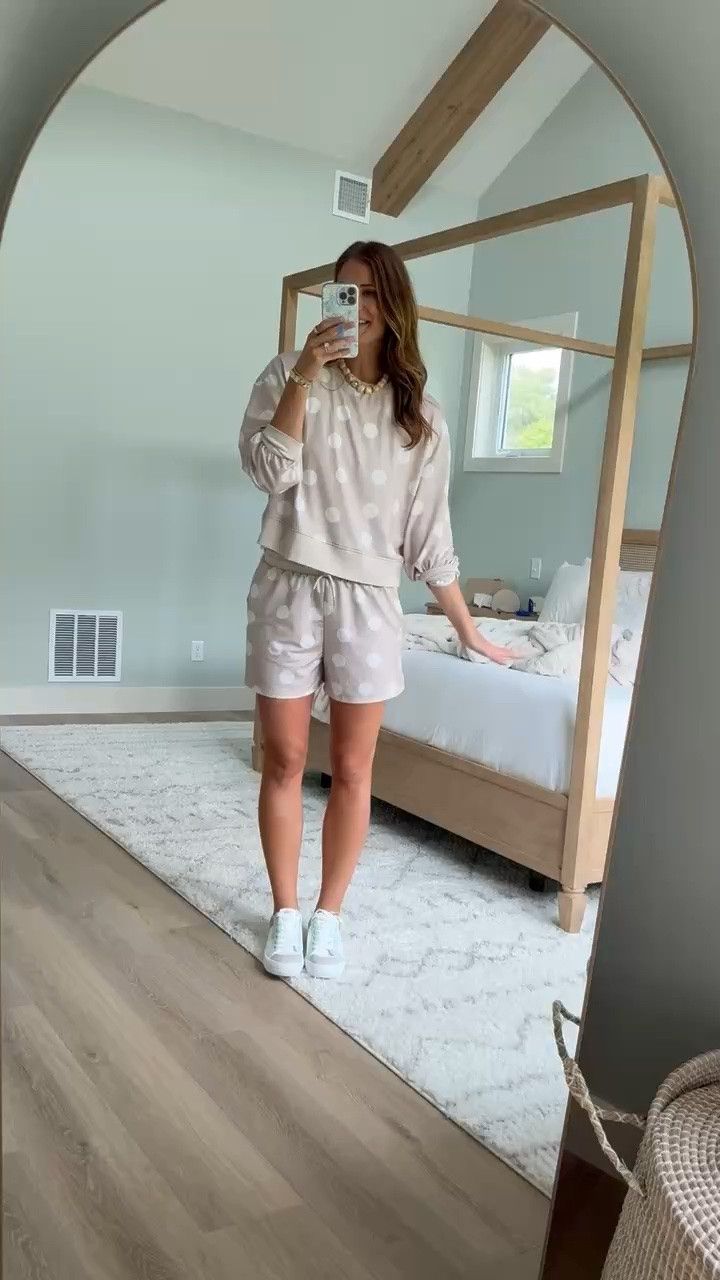 The polka dots got me on this one. I love that the neutral color keeps it easy to wear, while the print makes a sweatshirt and shorts set feel a little more fun.

Polka dot matching set, Tall girl fashion, Sweatshirt and shorts, Tall girl approved, Neutral outfit, Casual matching set, Summer to fall outfit, Transitional style, Tall girl style, Matching set, StangandCo

#LTKootd #LTKTall #LTKTravel