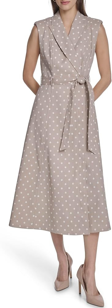 Calvin Klein Sleeveless Linen Polka Dot Jacket Dress | Amazon (US)