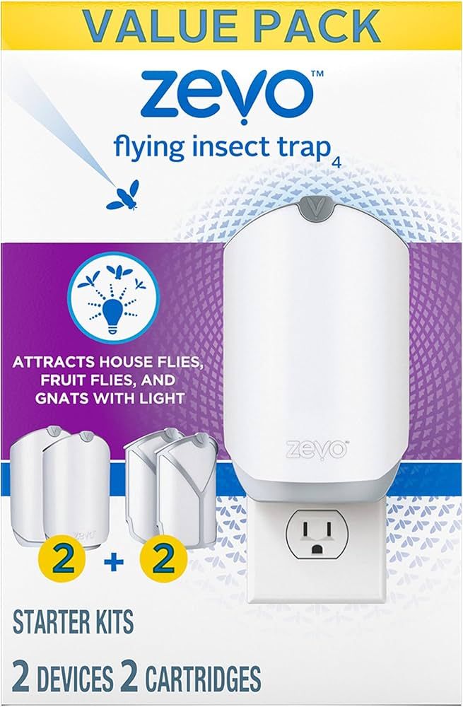 Zevo Flying Insect Trap, Fly Trap, Fruit Fly Trap (2 Plug-in Bases + 2 Refill Cartridges) | Amazon (US)