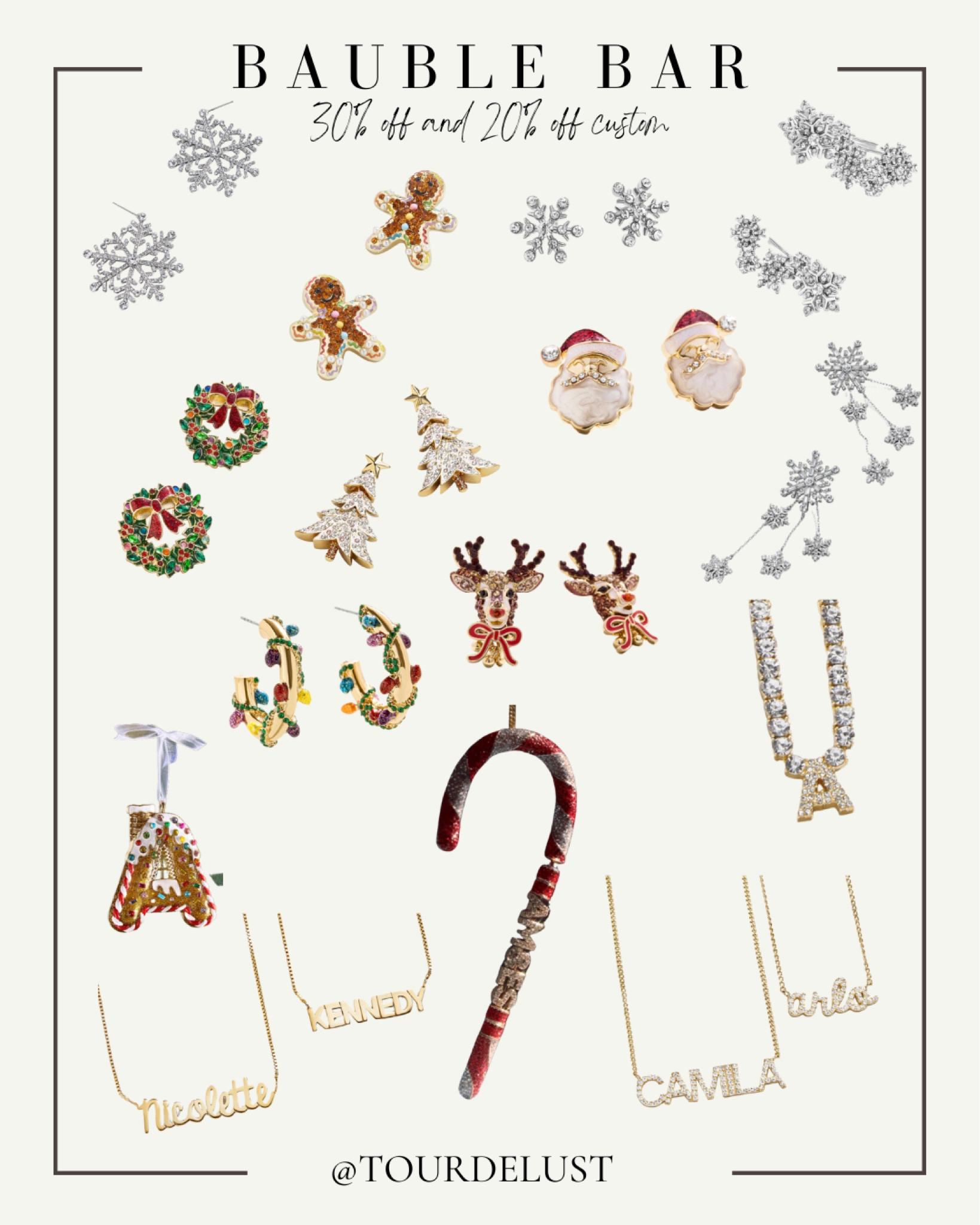 Baublebar holiday earrings, ornaments and custom jewelry are 30% off for Black Friday and custom is 20% off 

#LTKGiftGuide #LTKCyberWeek #LTKHoliday