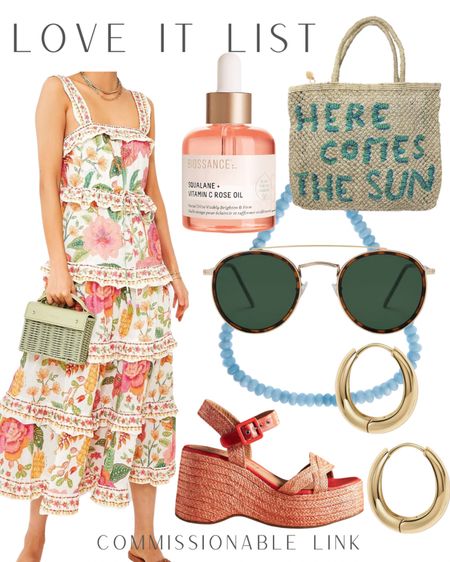 New love it list! 

Floral dress sunglasses beach bag earrings necklace serum 

#LTKshoecrush #LTKunder100 #LTKSeasonal