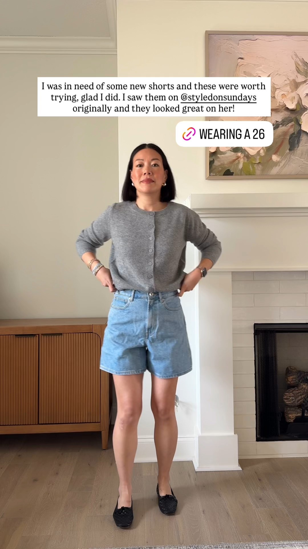 Wearing 26 in denim shorts, Small in cashmere cardigan, flats are TTS  

#LTKootd #LTKPetite #LTKOver40