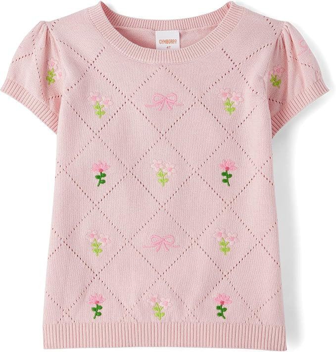 Gymboree Girls' and Toddler Short Sleeve Knit Pullover Sweater | Amazon (US)
