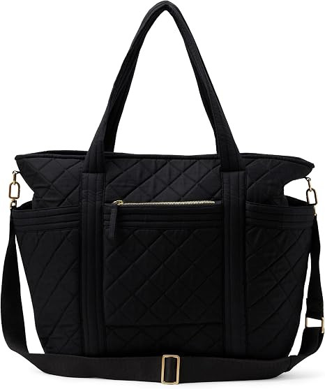Amazon Essentials Women's Quilted Cotton Travel Tote Bag, Black, One Size | Amazon (US)