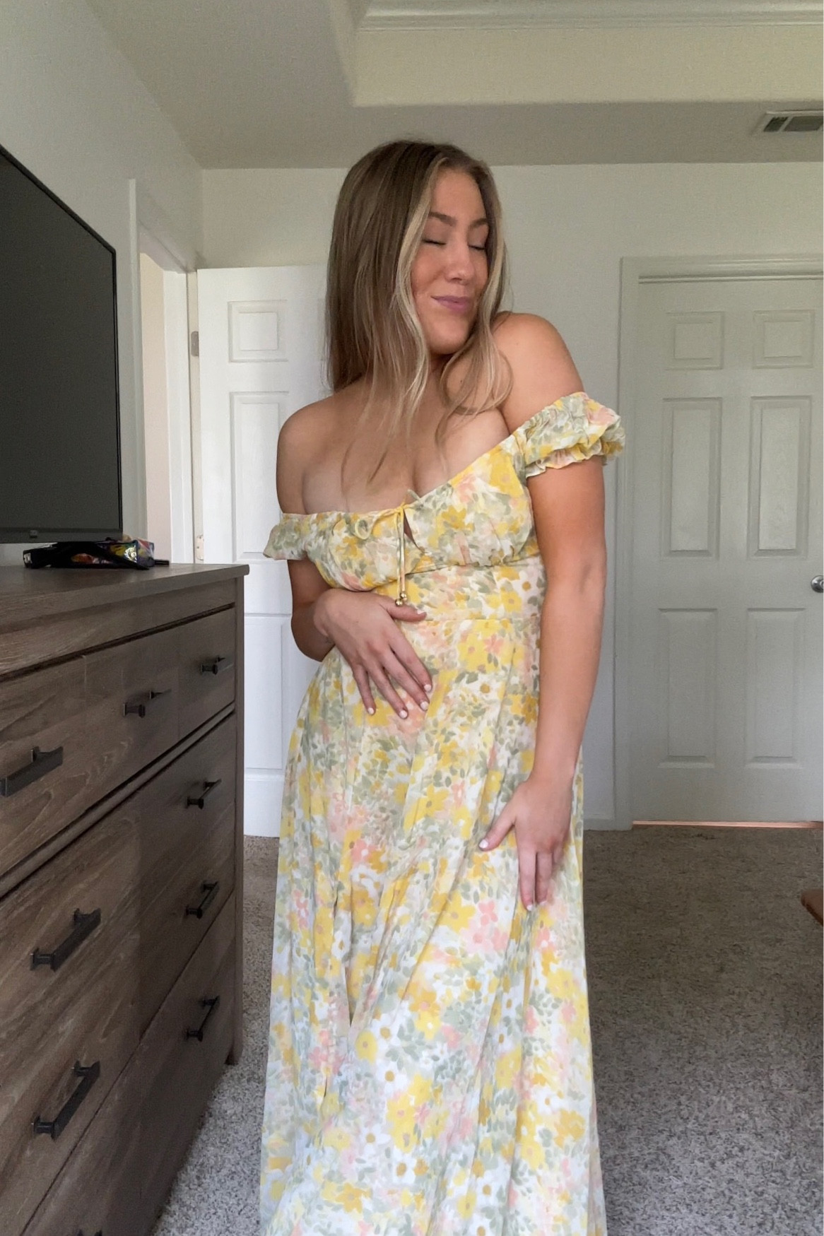 Maxi dress yellow on sale floral