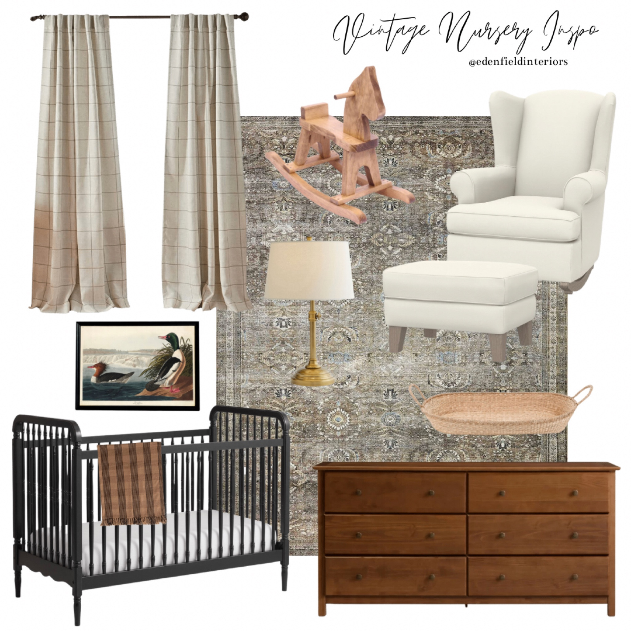 Nursery decor - boy nursery - vintage nuesery- antique nursery - neutral nursery - black crib- nursery glider 

#LTKhome #LTKbump #LTKfamily