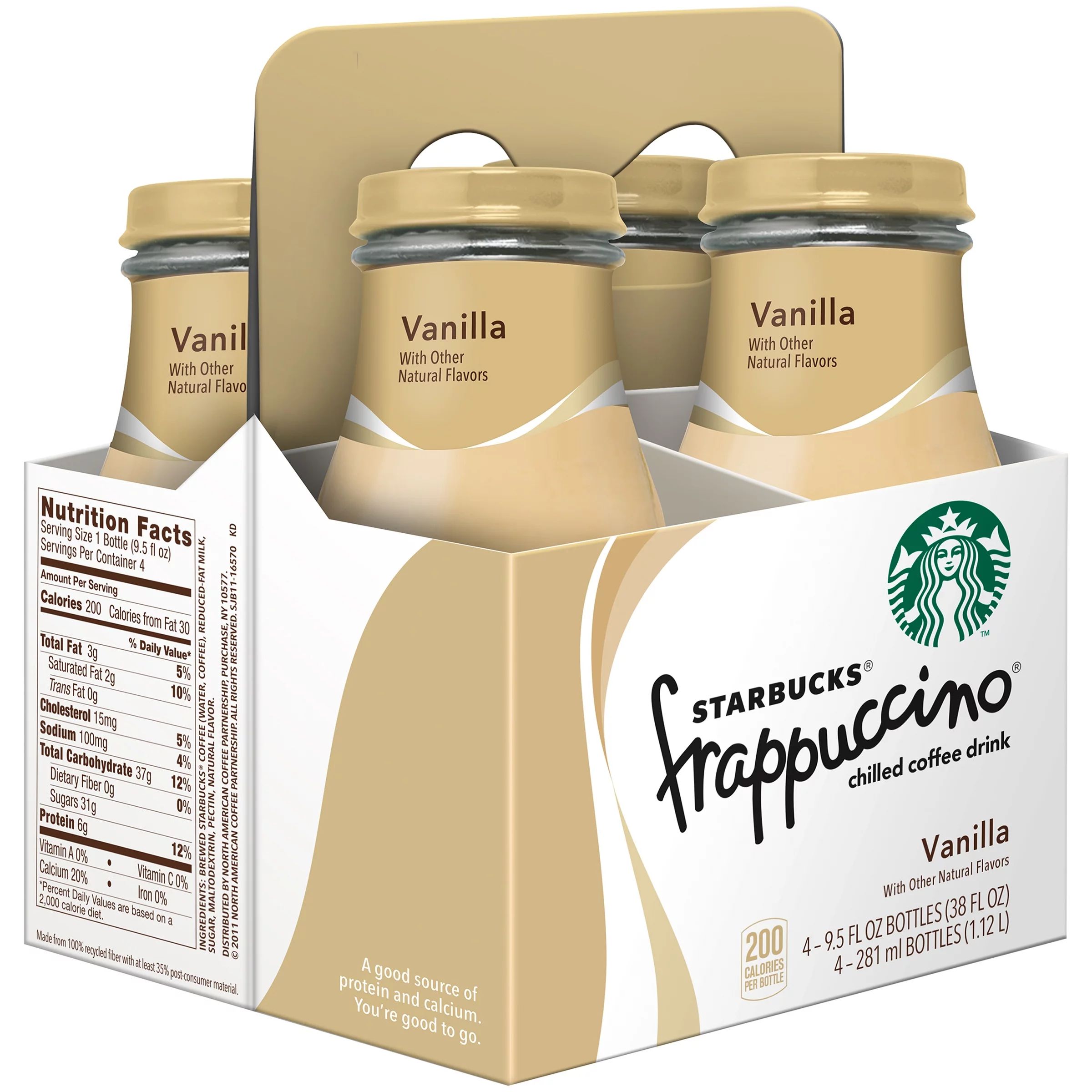 Starbucks Frappuccino Vanilla Chilled Coffee Drink, 9.5 fl oz, 4 Pack - Walmart.com | Walmart (US)