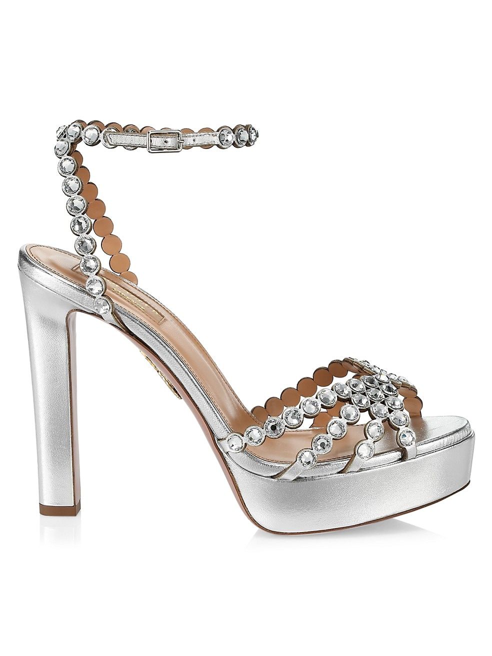 Tequila Crystal-Embellished Metallic Leather Platform Sandals | Saks Fifth Avenue