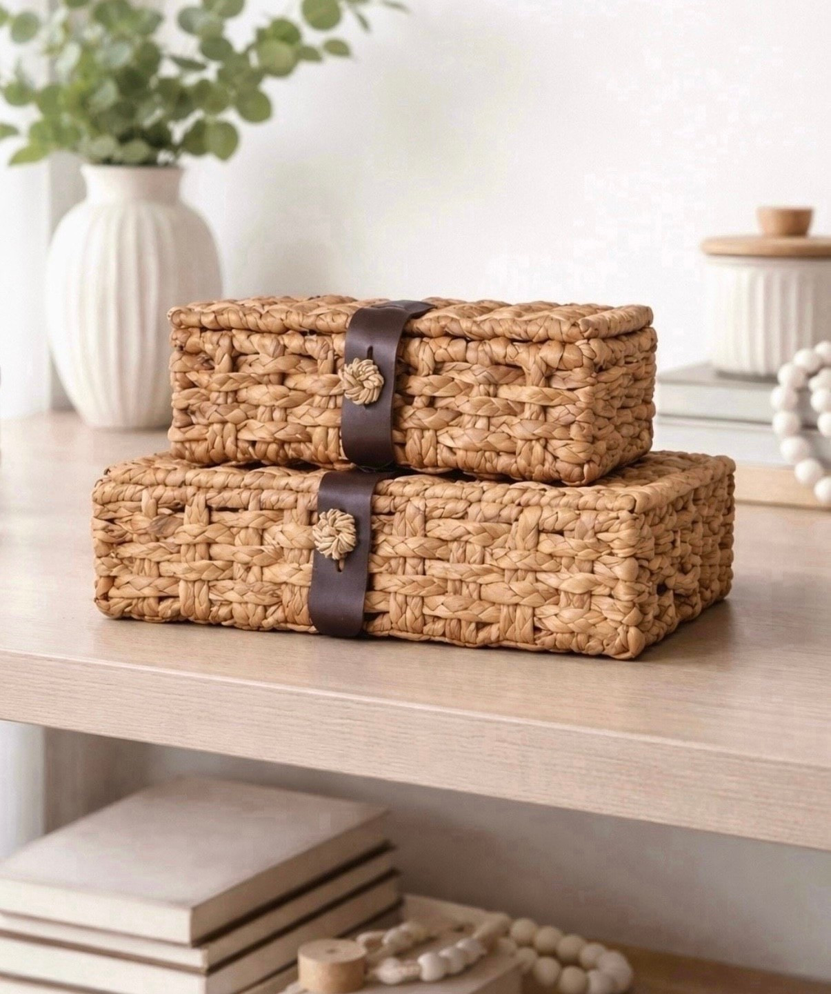 These decor boxes are BACK in stock and they’re such a good McGee–inspired look for less 🤍

I love using these for console table styling, coffee tables, and shelf decor — they add so much texture and warmth while still feeling clean and elevated.

✨ Beautiful woven rattan texture
✨ Functional storage (remotes, candles, cords, misc clutter)
✨ Perfect for spring refresh + year-round styling
✨ Looks designer without the high price tag

I’ve styled mine stacked for that layered, curated look — one of my favorite easy ways to make a space feel finished.

I linked both sizes here plus a few more neutral decor favorites I’m loving right now 🤍#HomeDecor #StudioMcGeeStyle #ConsoleTableStyling #NeutralHome #SpringDecor #LTKFinds

#LTKHome