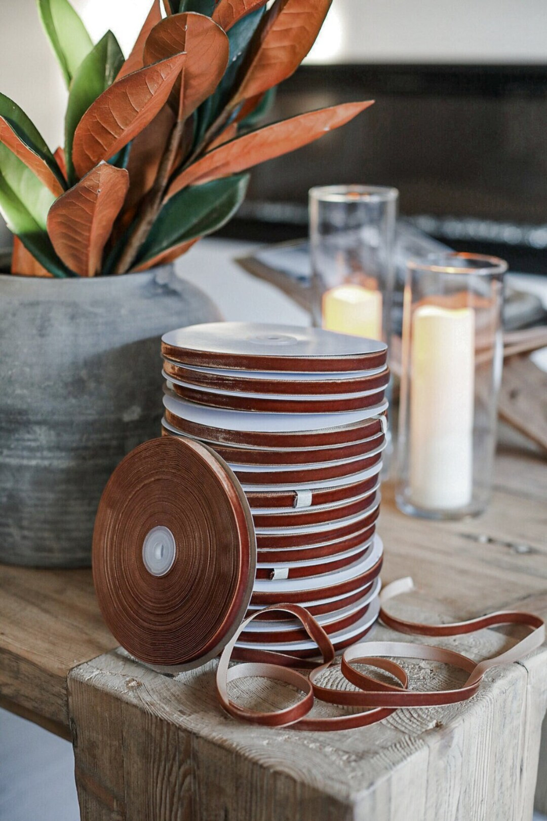 Velvet Ribbon Brown Rust Gift Wrapping Christmas Decor Velvet - Etsy Canada | Etsy (CAD)