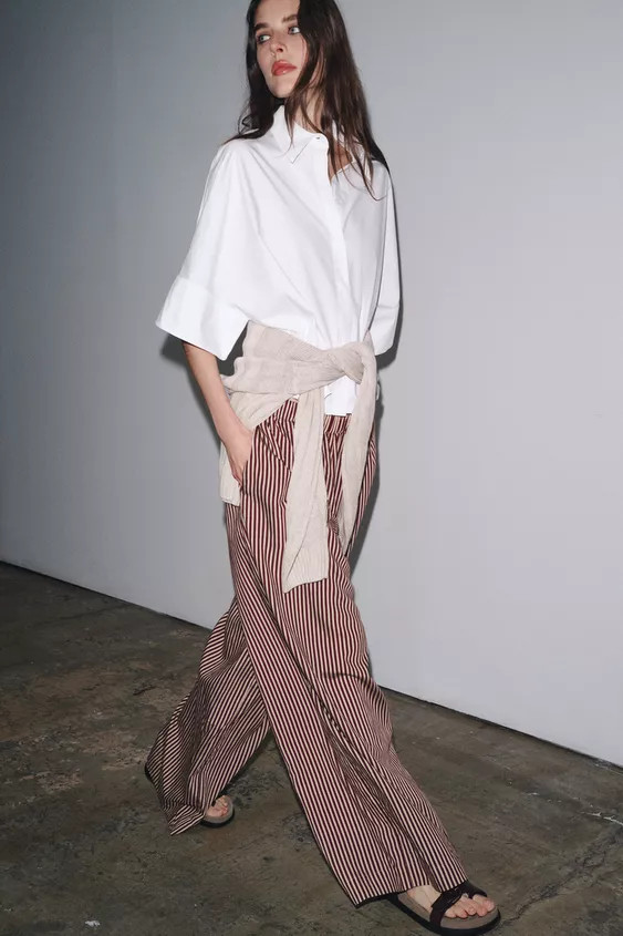 ZW COLLECTION STRIPED FLOWING TROUSERS | Zara UK