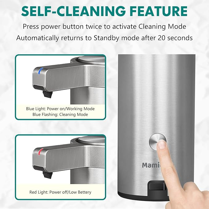 9 oz. Automatic Soap Dispenser Stainless Steel with Sensor Infrared Soap Dispenser Electric IPX5 ... | Amazon (US)