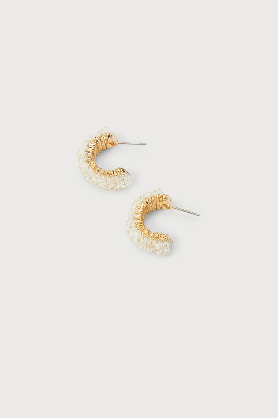 Consistently Charming Gold Beaded Rhinestone Hoop Earrings | Lulus