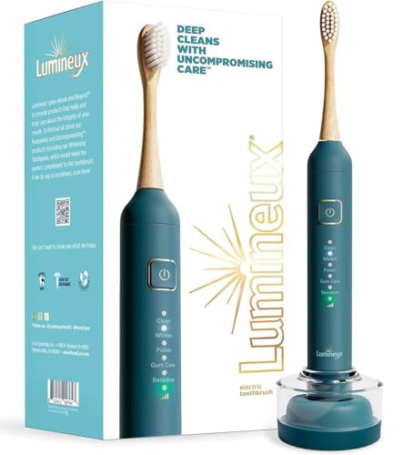 Lumineux Sonic Electric Toothbrush for Adults - Bamboo Heads -Deep Ocean (Blue)- Includes 2 Super Soft Bristle Bamboo Tooth Brush Heads, Charging Station & USB Charge Cord - Rechargeable | Amazon (US)