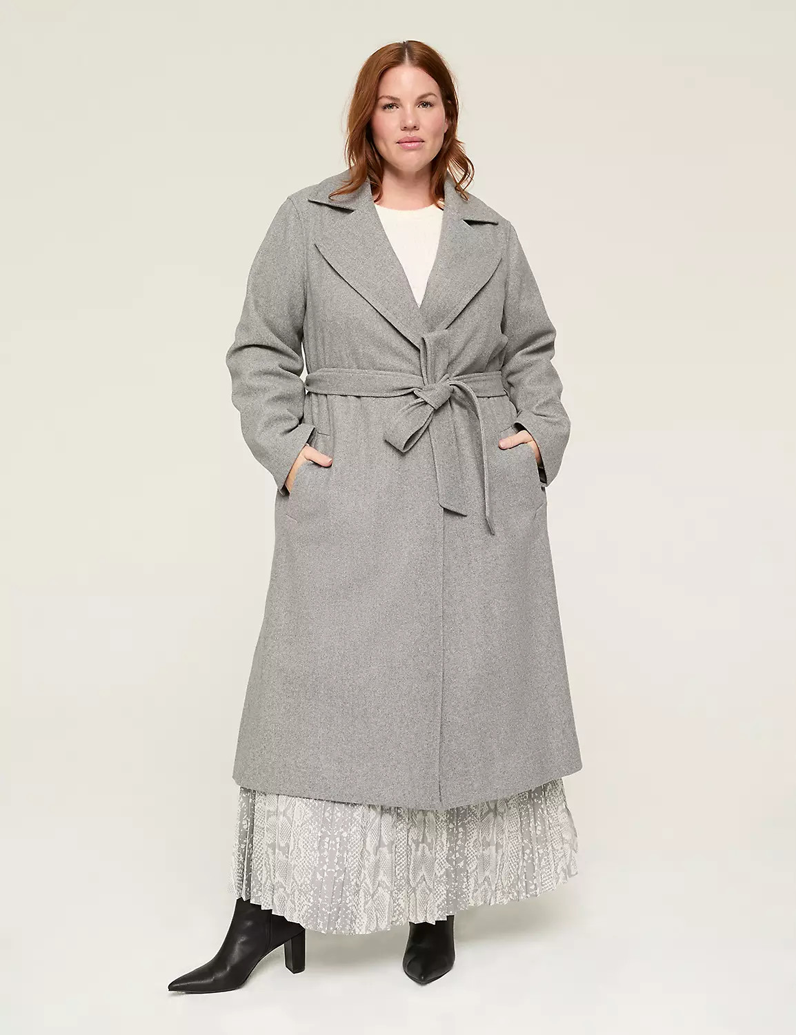 Faux-Wool Belted Long Coat | Lane Bryant (US)