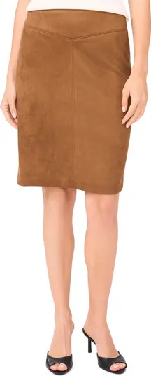 Halogen® Waistband Seam Detail Faux Suede Midi Skirt | Nordstrom | Nordstrom