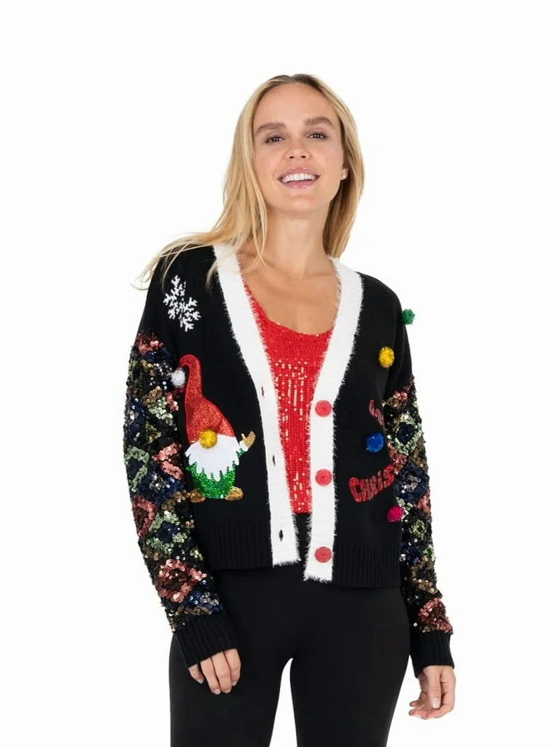 Jollidays Cárdigan Navideño Gnome con Manga de Lentejuelas para Mujer Tallas S-XXL | Walmart (US)