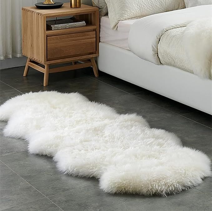 Genuine Sheepskin Rug 2.2'x6.2' Fluffy Fur Rug Nursery Rug Throw Rugs Luxury Fuzzy Fur Carpet for... | Amazon (US)