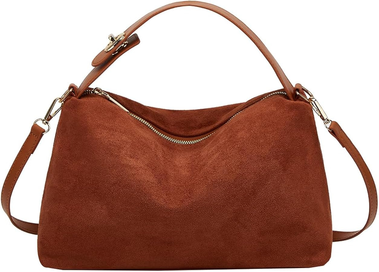 Suede Slouchy Bag for Women Travel Work Satchel Shoulder Bag Top Handle Tote Handbag Cloud Crossb... | Amazon (CA)