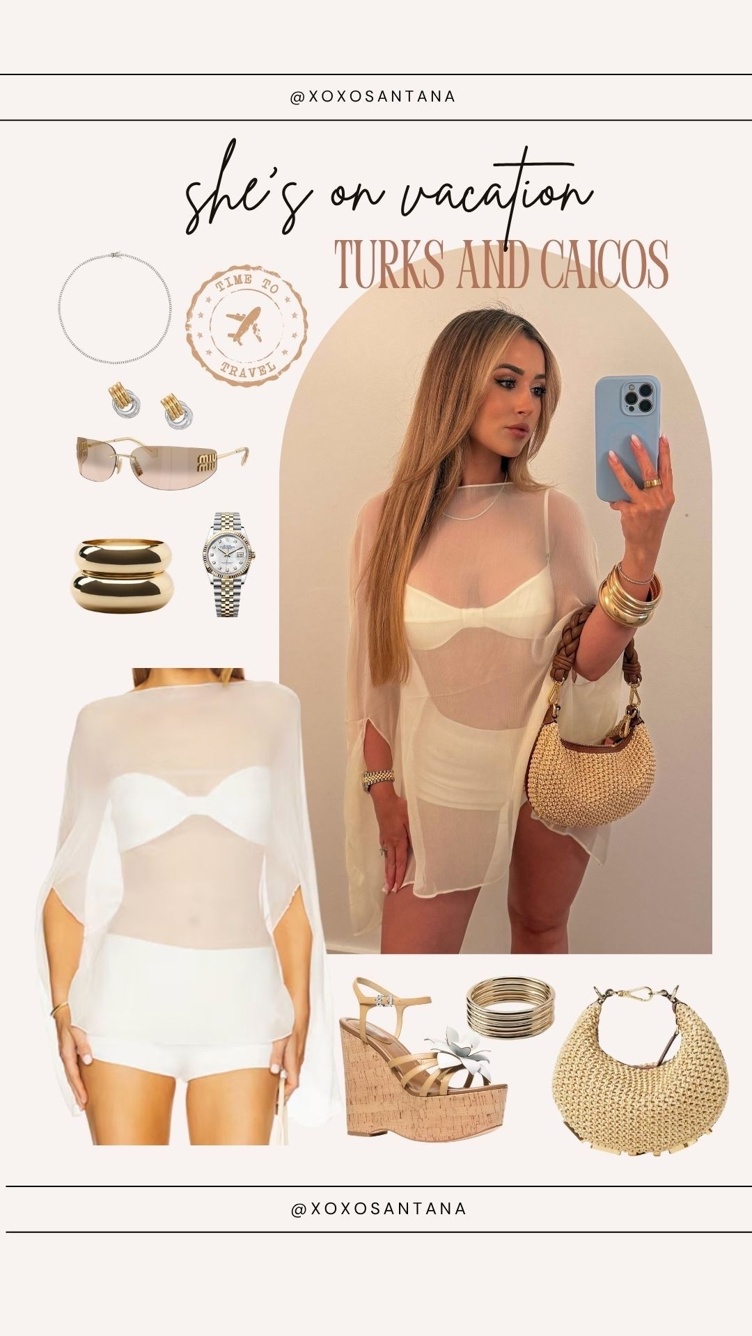 Vacation style 🐚 wearing a size XS in the top and small in the bottom!

#LTKootd #LTKTravel #LTKgrwm