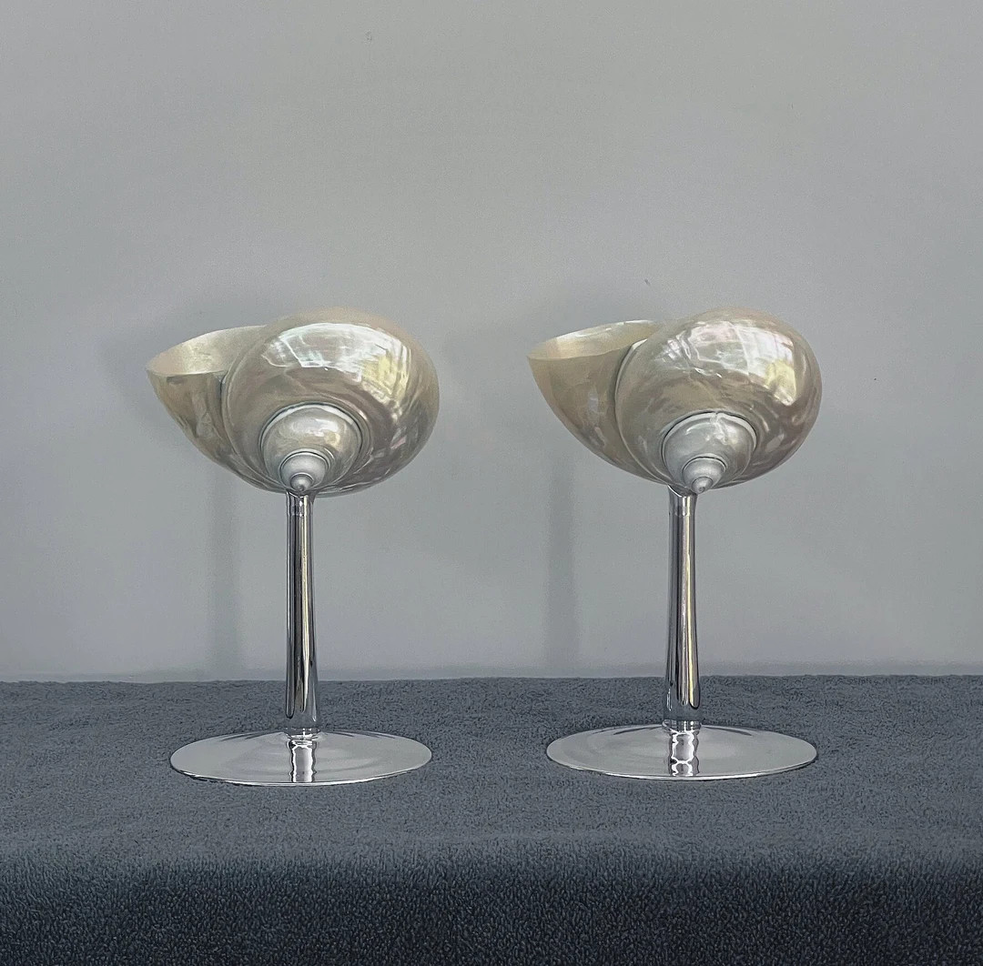 Silver Cocktail Glasses Popular Valentines Day Gifts in 2024 Shell Martini Glasses Seashell Wine ... | Etsy (US)