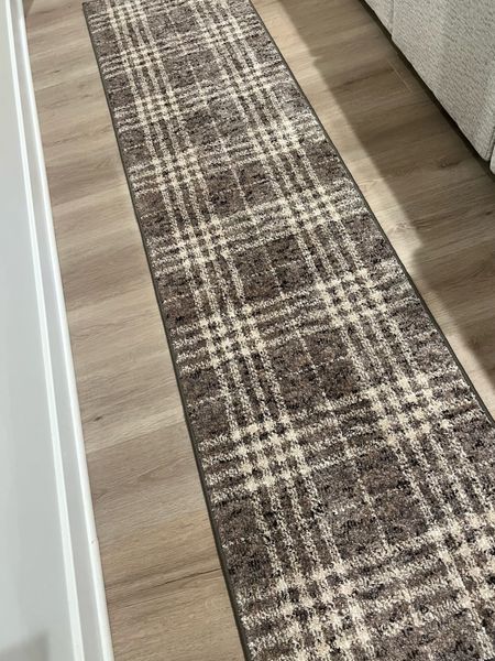 Holiday Christmas plaid area rug runner - this is the dark beige which is essentially just a brown color 
