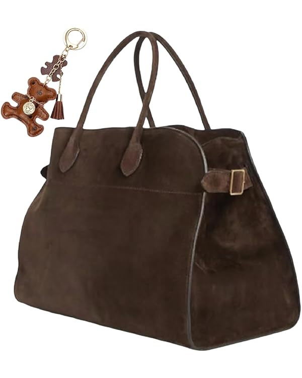 Suede & Leather Tote Bag for Women Large Retro Top Handle Trendy Shoulder Handbag for Work Travel... | Amazon (US)