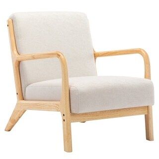 Mid-century Arm Accent Chair Upholstered Lounge Chair By Archiology (Beige) | Bed Bath & Beyond