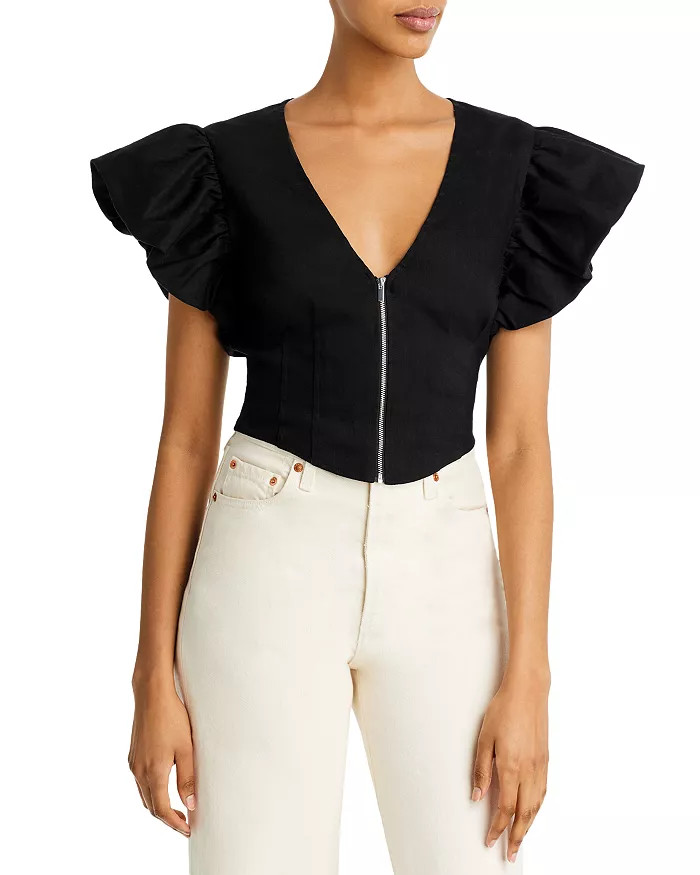 Genna Ruffle Sleeve Corset Top | Bloomingdale's (US)