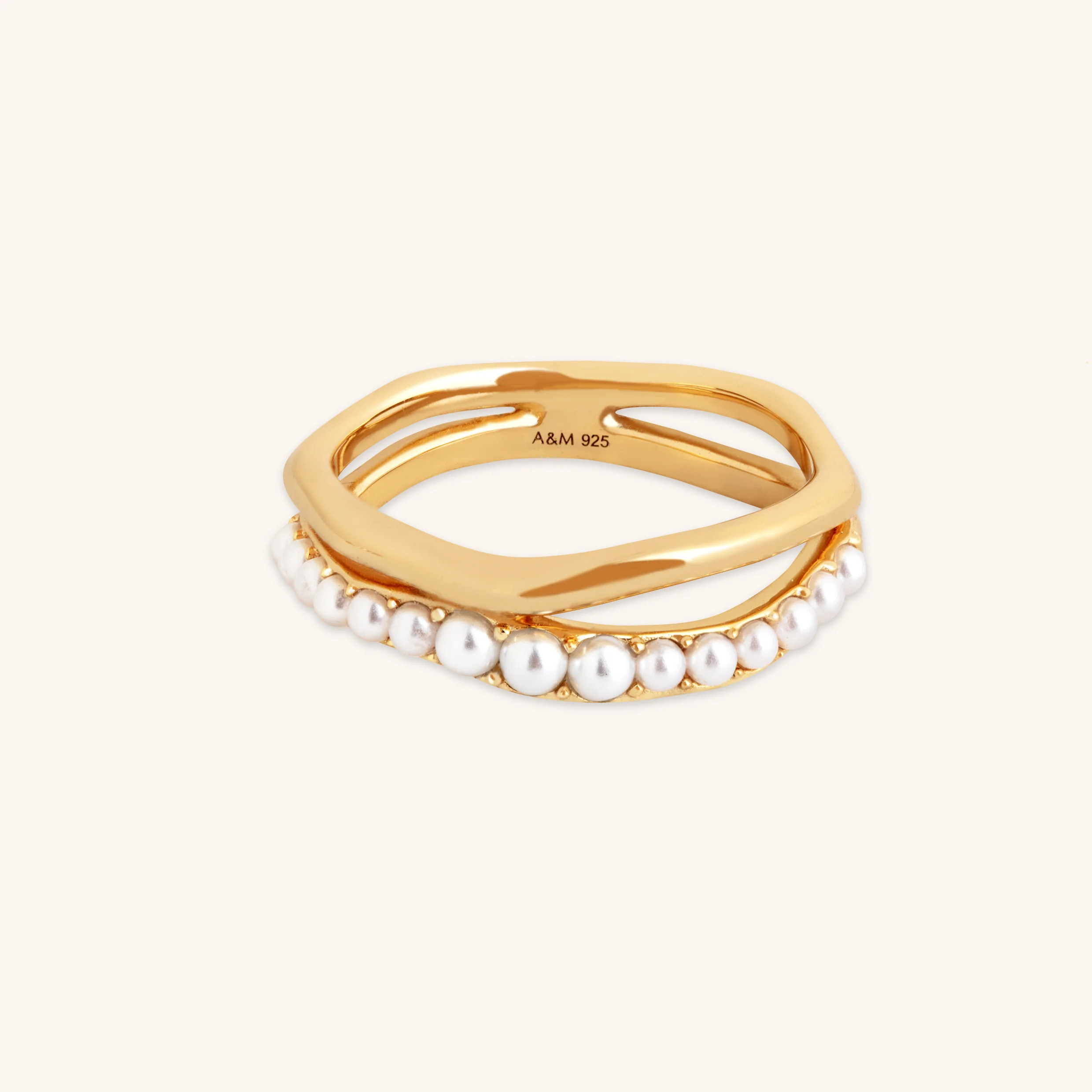 Molten Illusion Pearl Ring in Gold | Astrid & Miyu UK