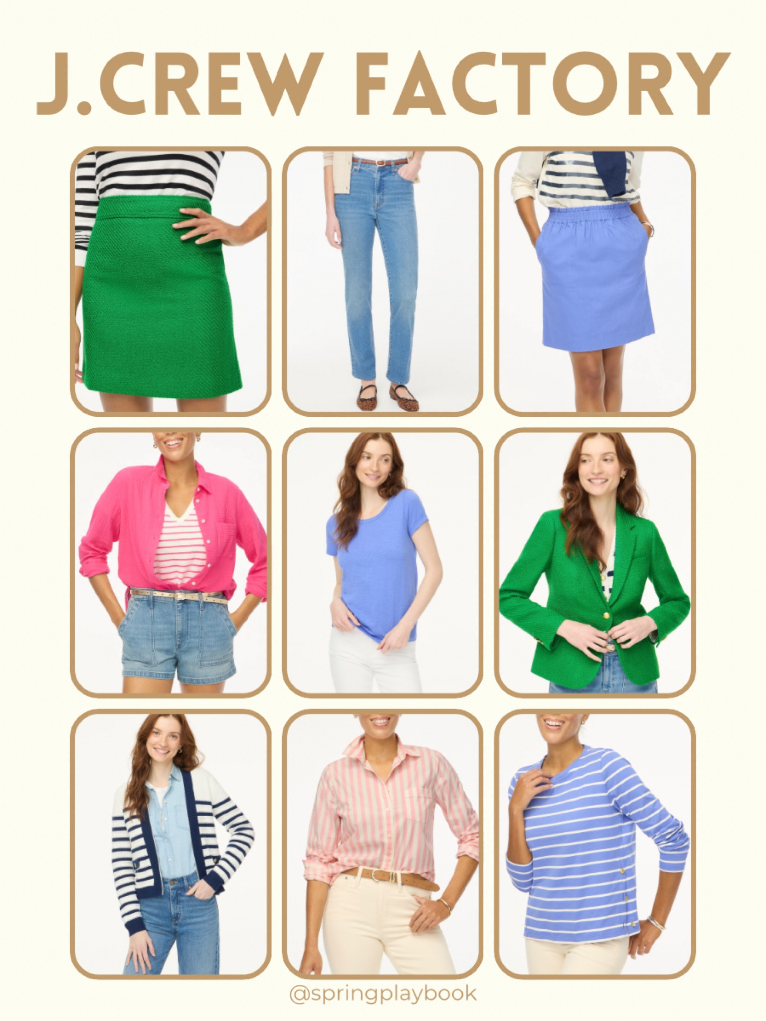 New Arrivals in Spring colors, from J.Crew Factory!

Green - Clear & Warm
Ivory w Navy - Clear
Hot pink - Clear
Light pink - Light
Periwinkle - Light & Warm

#createdcolorful #createdcolorfulspring #hocspring #tcispring #pcaspring #lightspring #warmspring #truespring #brightspring #clearspring #paintboxspring #bluespring

#LTKSaleAlert #LTKWorkwear #LTKMidsize