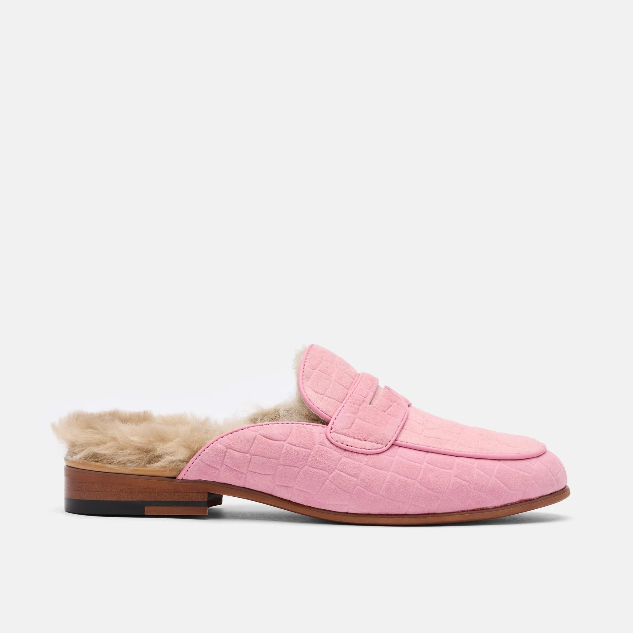 Ms. Del Mar Pink Croc Suede Loafer Mule | Marc Nolan