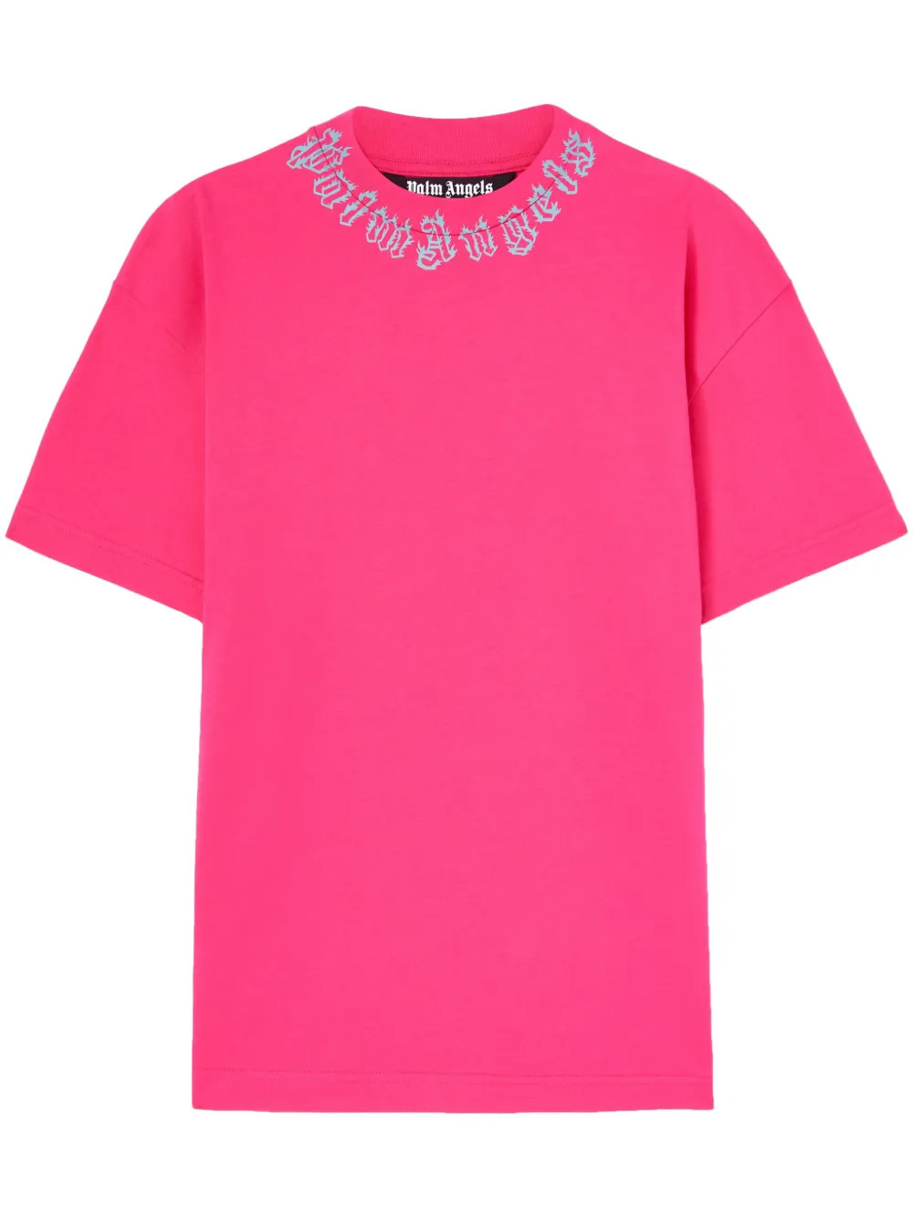 Palm Angels neck-logo T-shirt  | Pink | FARFETCH | Farfetch Global