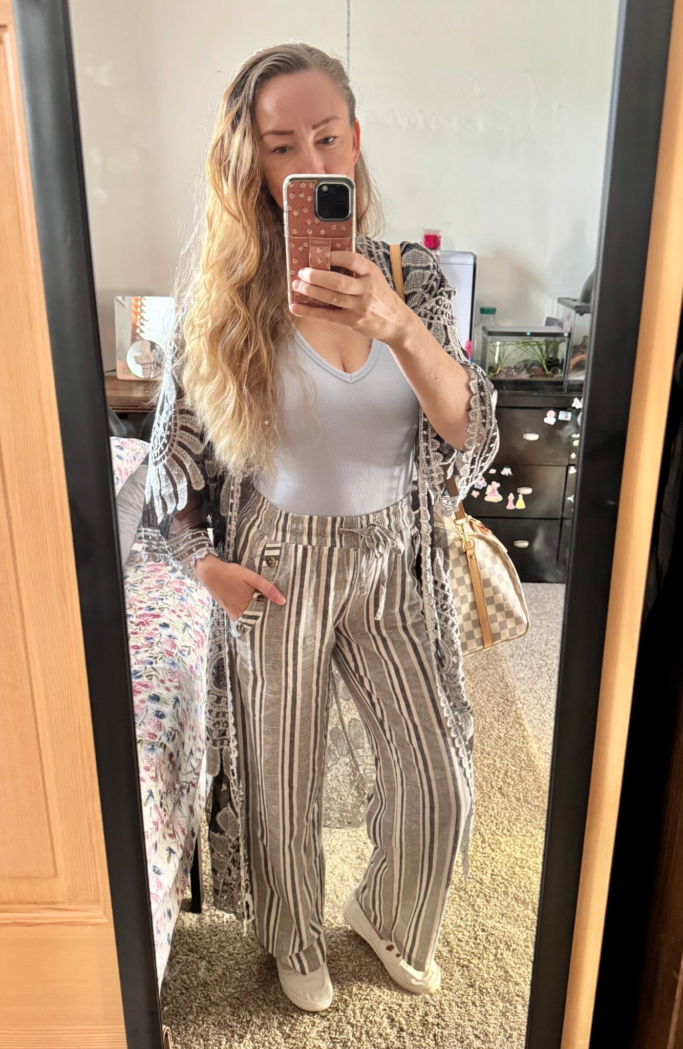 Infusion day fit. Pants are years old from Walmart and the duster is actually a swim cover up that I can’t remember where I got it from!

#LTKFindsUnder50 #LTKStyleTip