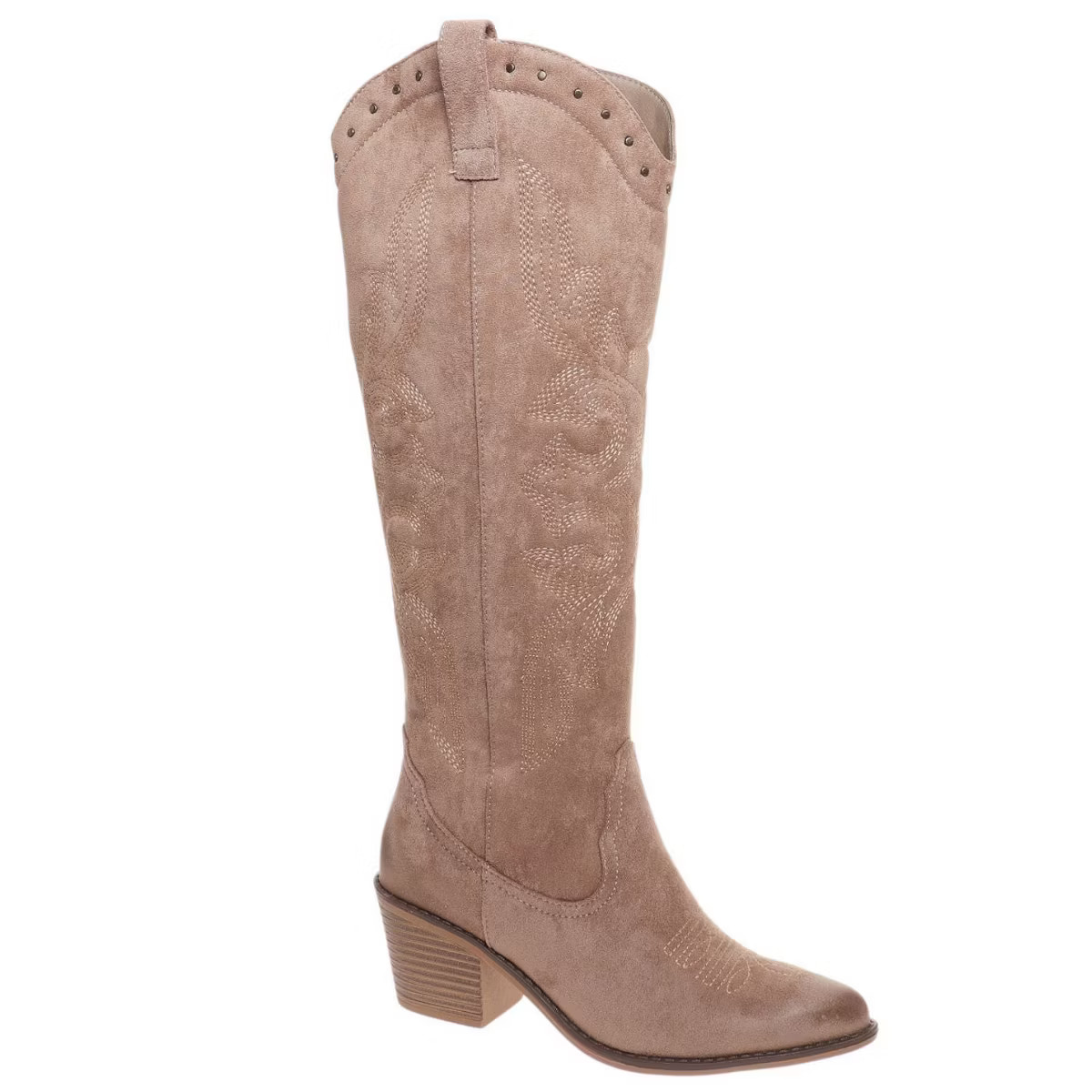Pierre Dumas Womens Whitney-6 Studded Pull On Western Tall Boots, Taupe | Target