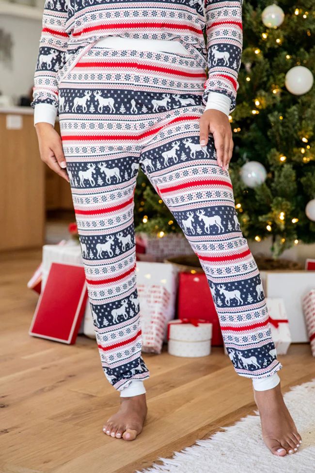 Holly And Jolly Charcoal Christmas Print Pajama Joggers | Pink Lily