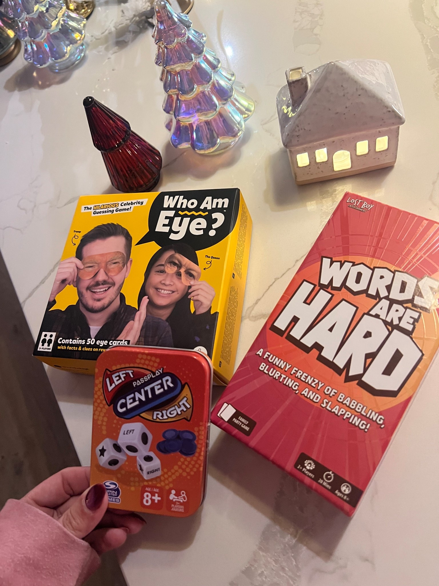 The best party games! (Easy to learn, can play for a few minutes or make them last a while! Great for all ages!) guaranteed laughter & smiles!  (Can’t find the “who am I game online- so sorry!!) 