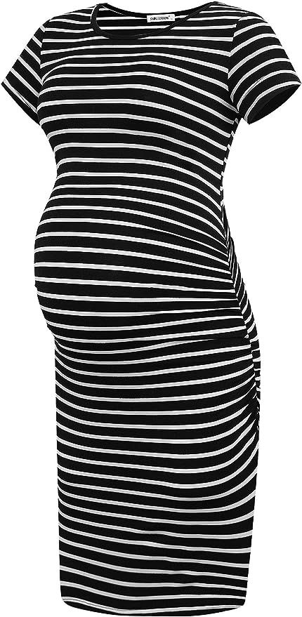 Smallshow Women's Short Sleeve Maternity Dress Ruched Pregnancy Clothes | Amazon (US)