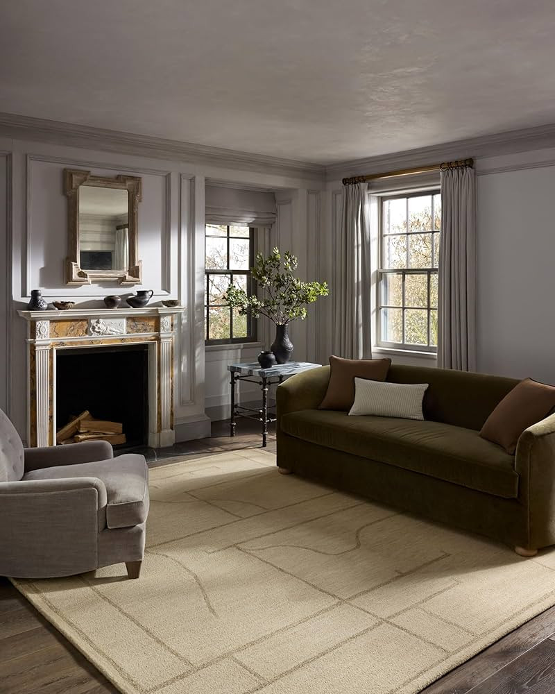 Loloi Jeremiah Brent Barrow Collection BAR-05 Ivory/Taupe 7'-9" x 9'-9" Area Rug | Amazon (US)