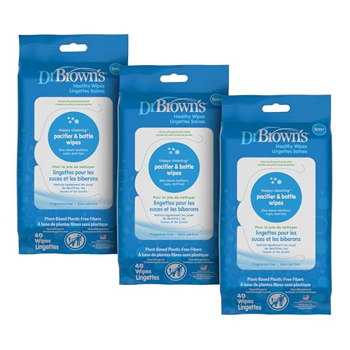 Dr. Brown's Bottle and Pacifier Healthy Wipes, Naturally Cleaning for Bottles and Baby Items, 40 Count, 3 Pack | Amazon (US)