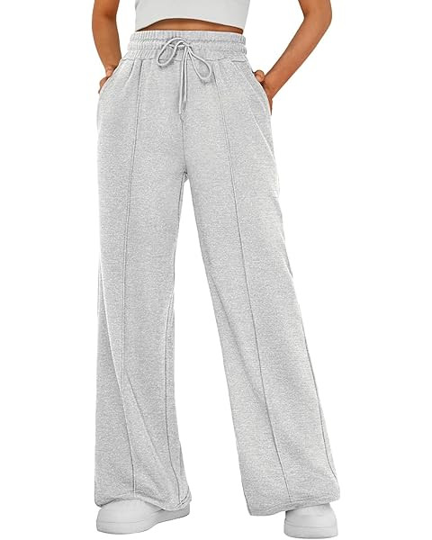 Trendy Queen Womens Wide Leg Fleece Lined Sweatpants Winter Baggy Lounge Travel Pants Fashion Out... | Amazon (US)