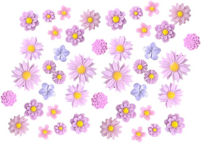 44 Pack Flower Charms Daisy Peony Resin Flatback Beads for Jewelry Making Scrapbooking Phone Case... | Amazon (US)