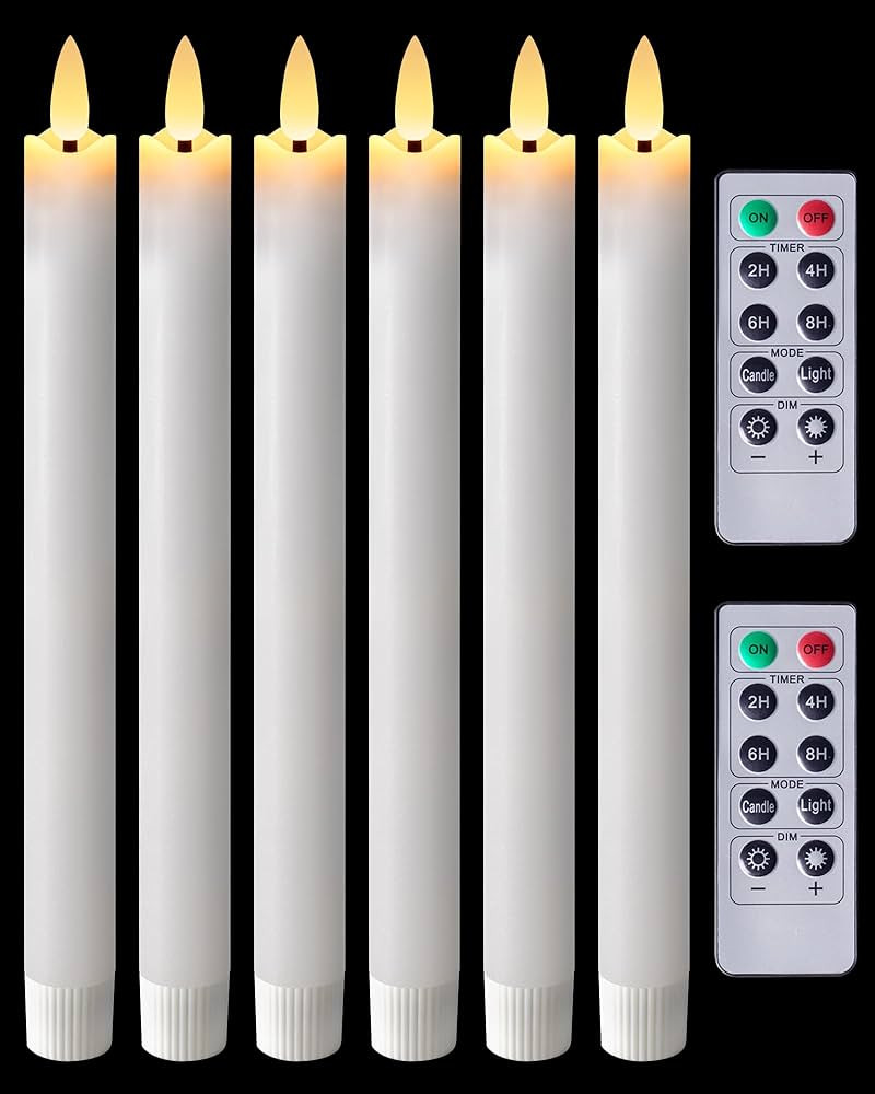 Homemory Waxy Flameless Taper Candles with Remote Timer Dimmer, Battery Operated Candlesticks Fli... | Amazon (US)