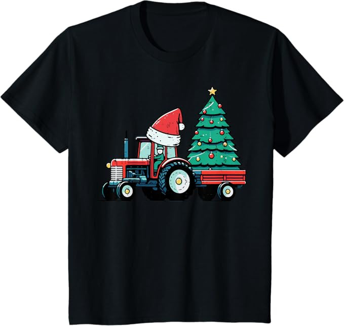 Kids Christmas Tractor Xmas Tree Farm Truck Toddler Boys Kids T-Shirt | Amazon (US)