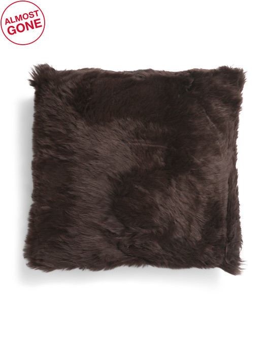 20x20 Long Wool Sheepskin And Flax Linen Cafecito Pillow | TJ Maxx