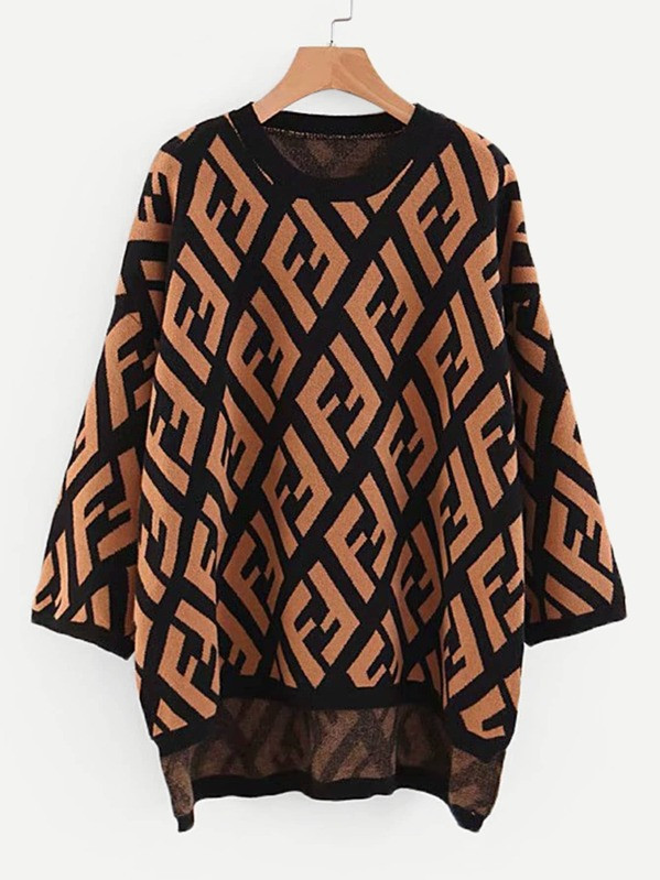 Letter Pattern High Low Jumper | SHEIN